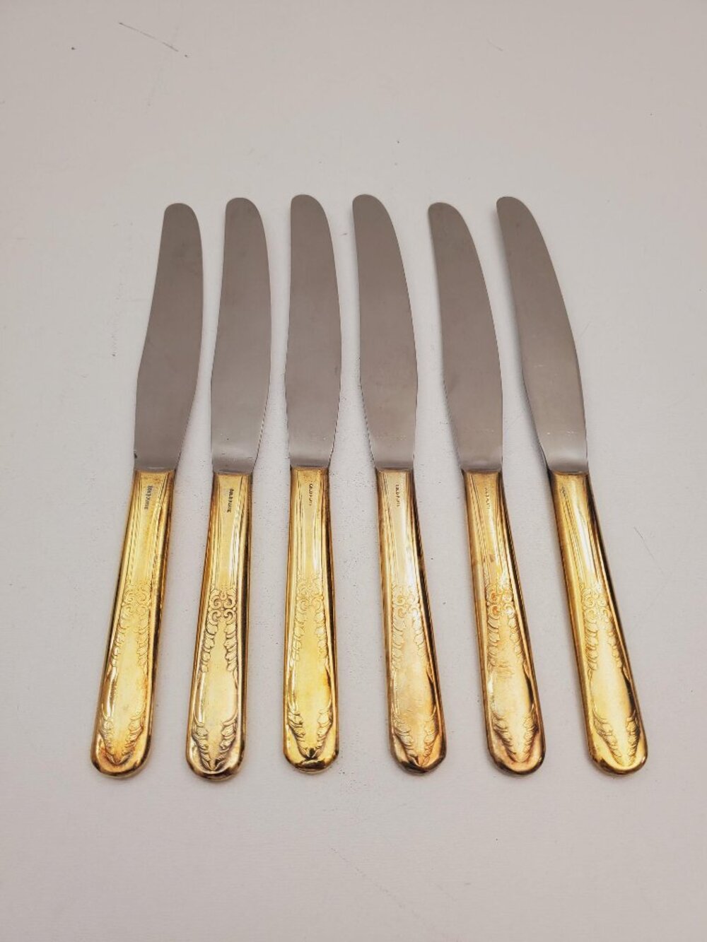 vintage McGlashan Gold plated Knives - Dinner Knives Vintage Stainless, Wedding,